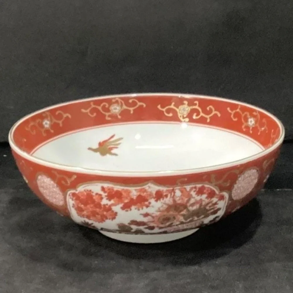 Imari Japan Vegetable Bowl, Vintage Hand Painted Floral &‎ Birds, Serving Dish